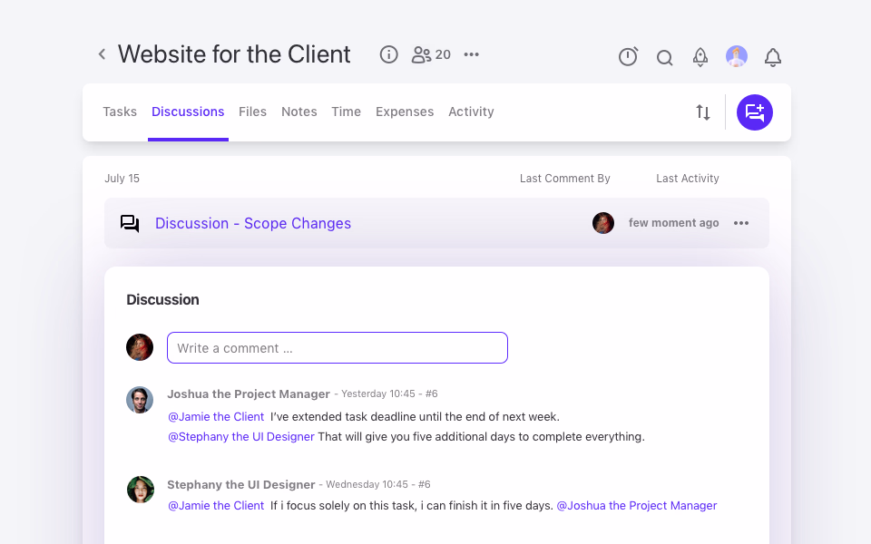 Discussions within Project